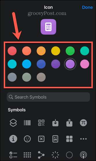 Χρώμα εικονιδίου συντόμευσης iphone
