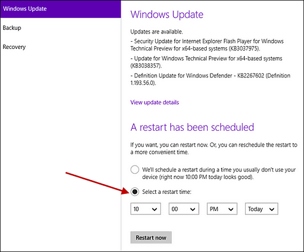 Προγραμματίστε την επανεκκίνηση του Windows Update στα Windows 10