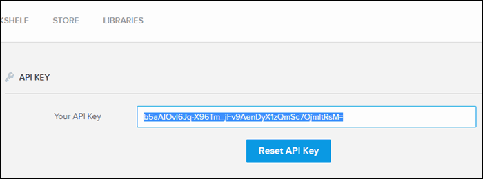 Αντιγράψτε το κλειδί API από το λογαριασμό BookFusion