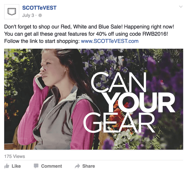 scottevest διαφήμιση βίντεο στο facebook