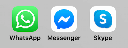 εικονίδια για WhatsApp, Facebook Messenger και Skype