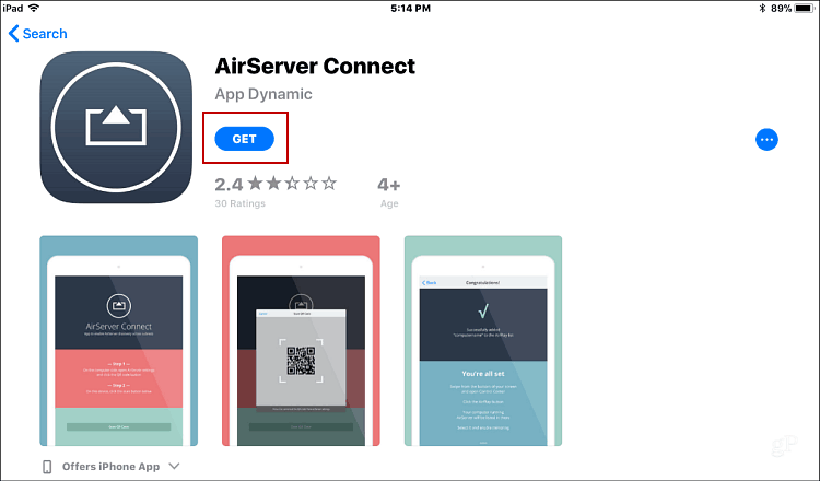 Εγκατάσταση του AirServer Connect iOS
