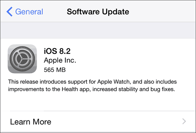 Apple iOS 8.2 για iPhone και iPad - Ενημέρωση λογισμικού