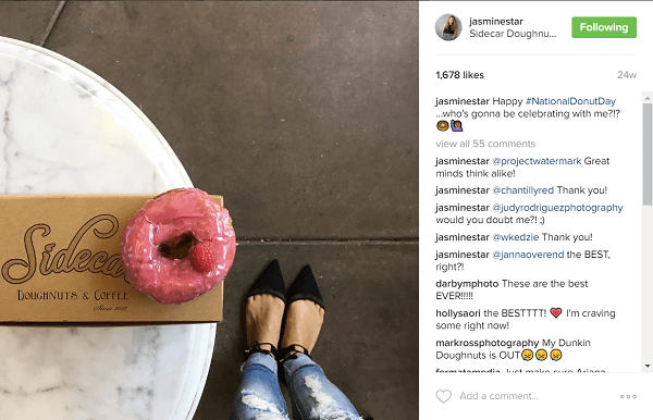 Η Jasmine Star ανακάλυψε ότι οι θαυμαστές της αγαπούν όταν δημοσιεύει ντόνατς στο Instagram.