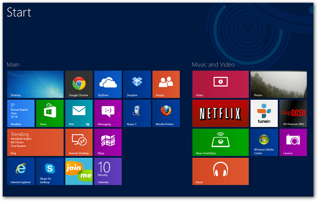 Τέσσερις σειρές εφαρμογών των Windows 8