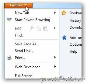 Firefox επιλογές βέλους ανοιχτό