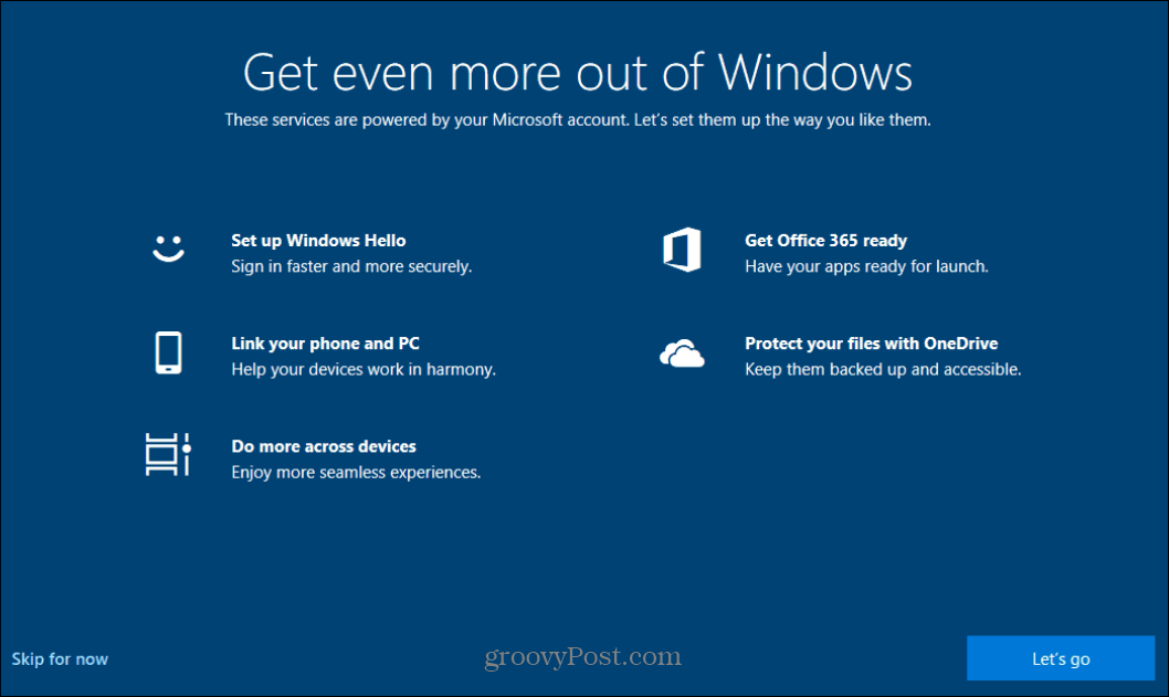 Απενεργοποιήστε την οθόνη εκκίνησης "Εξασφαλίστε ακόμη περισσότερα από τα Windows" στα Windows 10