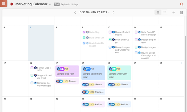 Παράδειγμα ημερολογίου CoSchedule.