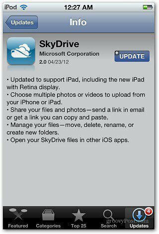 Ενημέρωση του SkyDrive iOS