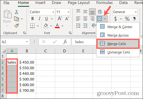 Συγχώνευση κελιών στο Excel για περιστροφή κειμένου