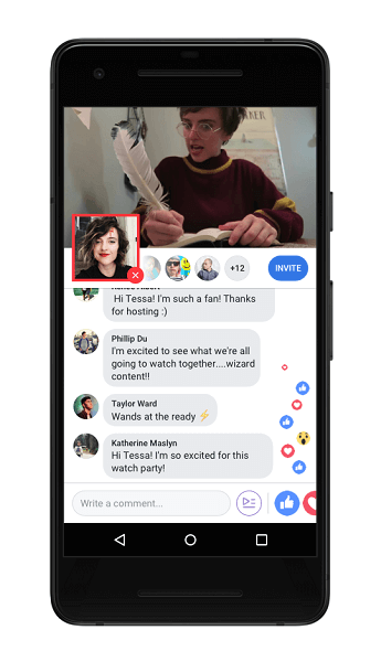 Το Facebook κυκλοφορεί επίσης το Live Commentating, το οποίο επιτρέπει σε έναν οικοδεσπότη του Party Watch να μεταδίδει ζωντανά σε ένα Party Watch, picture-in-picture, να μοιράζεται σχόλια καθώς παίζονται τα βίντεο.