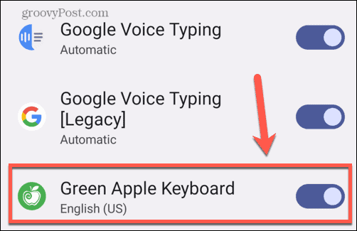 Εναλλαγή πληκτρολογίου με πράσινο μήλο για android