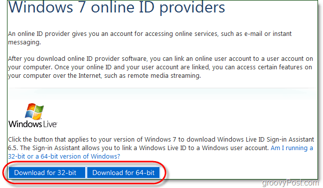κατεβάστε το Windows 7 live id sign in asistent