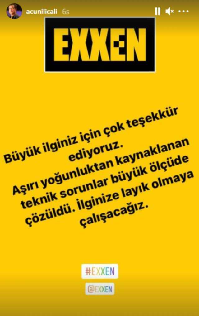 Η δήλωση προήλθε από την Acun Ilıcalı σχετικά με καταγγελίες της Exxen
