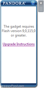 flash λάθος pandora gadget παράθυρα 7