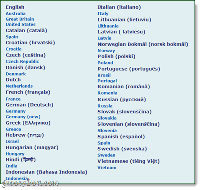 λίστα γλώσσας speckie