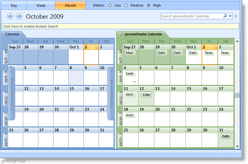 Το Outlook 2007 Side-by-Side Screenshot