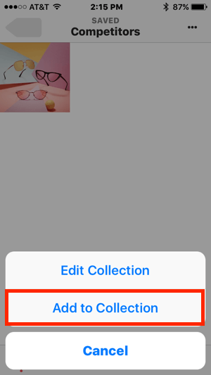Για να προσθέσετε αποθηκευμένες αναρτήσεις στη συλλογή σας Instagram, πατήστε τις τρεις κουκκίδες επάνω δεξιά και πατήστε Προσθήκη στη Συλλογή.