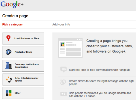 Σελίδες Google+ - Δημιουργία σελίδας