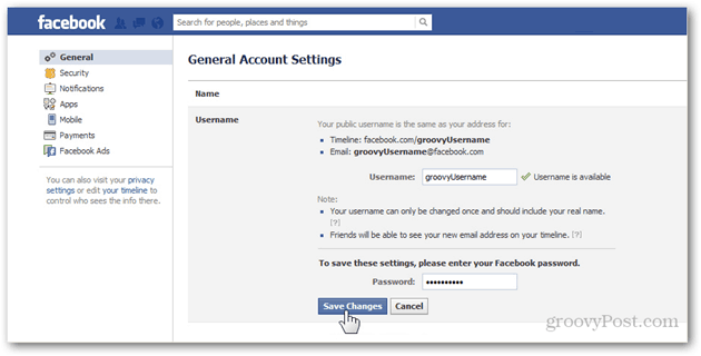 facebook γενικές ρυθμίσεις λογαριασμών προτιμήσεις διαχειριστείτε γενικό όνομα χρήστη όνομα χρήστη κωδικός πρόσβασης αποθήκευση αλλαγών επιβεβαιώνω