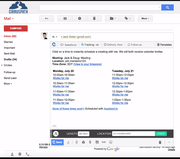 Προγραμματίστε εύκολα συναντήσεις μέσω του Gmail με το Assistant.to.