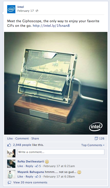 intel post στο Facebook