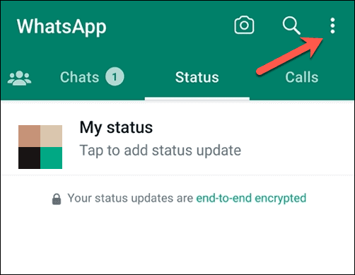 Ανοίξτε το μενού Whatsapp