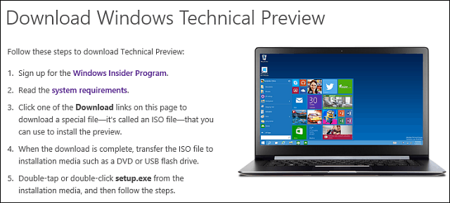 Κάντε λήψη της τεχνικής προεπισκόπησης των Windows 10