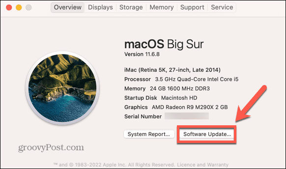 ενημέρωση λογισμικού mac