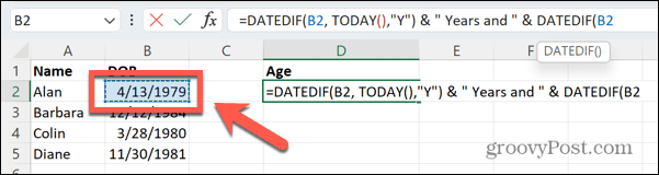 excel ημερομηνία γέννησης