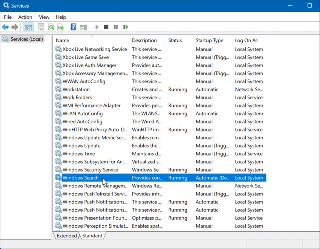 Υπηρεσίες αναζήτησης Windows Windows 11