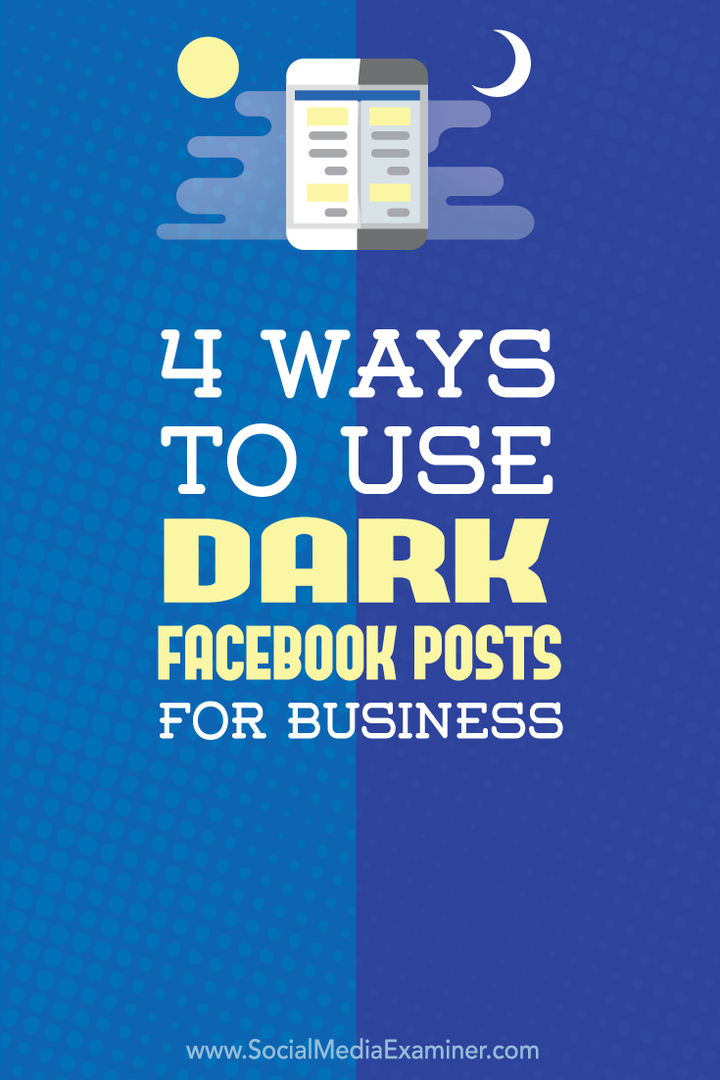 πώς να χρησιμοποιήσετε σκοτεινές δημοσιεύσεις στο facebook για επιχειρήσεις