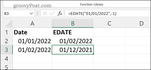 Ένα παράδειγμα τύπου EDATE στο Excel
