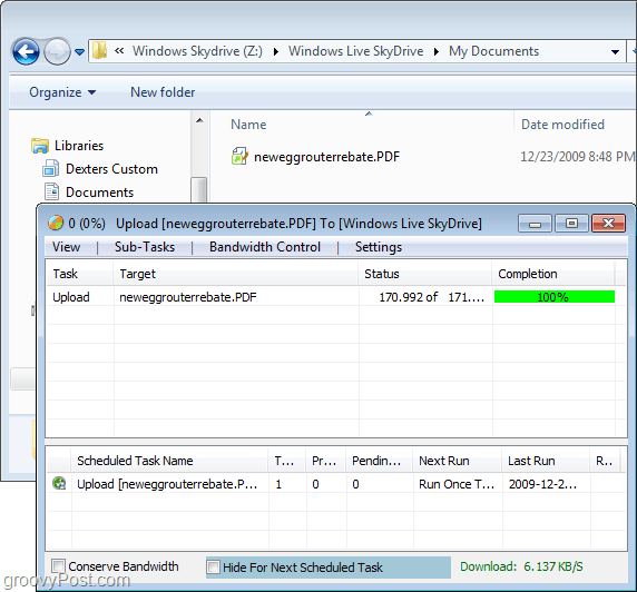 μεταφορτώστε τα αρχεία στο skydrive μέσω του Windows Explorer