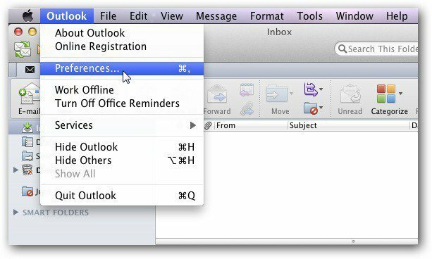 Προτιμήσεις Mac του Outlook
