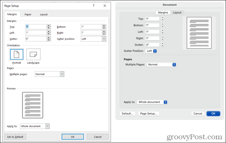 Προσαρμοσμένα περιθώρια στο Word σε Windows και Mac