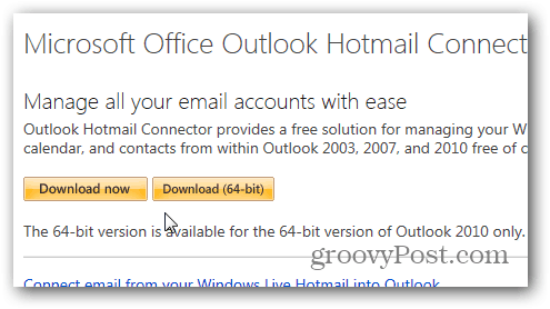 Outlook Connector του Outlook Hotmail - Λήψη