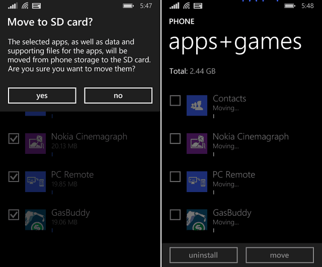 Windows Phone 8.1 Συμβουλή: Μετακινήστε εφαρμογές και παιχνίδια στην κάρτα SD
