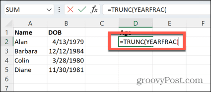 συνάρτηση excel yearfrac