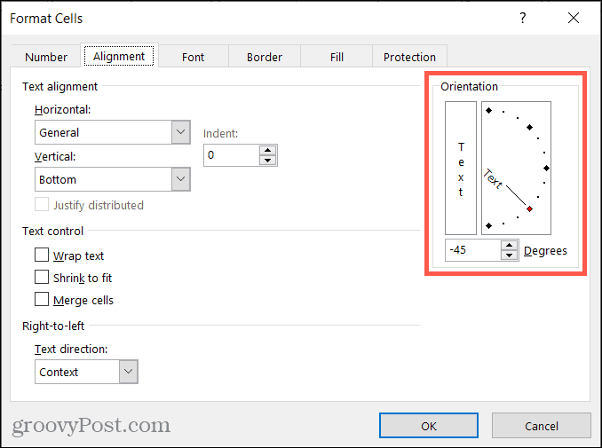Μορφοποίηση ευθυγράμμισης κελιού στο Excel