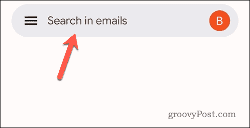 Πατήστε τη γραμμή αναζήτησης στο Gmail για κινητά