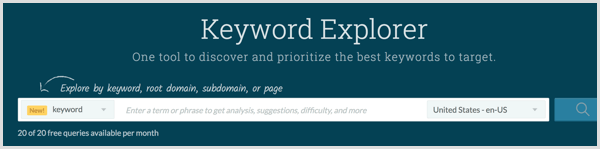 Κάντε έρευνα λέξεων-κλειδιών με το εργαλείο Moz Keyword Explorer.