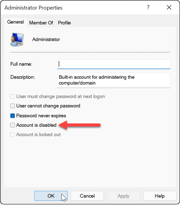 ενεργοποίηση λογαριασμού διαχειριστή στα Windows 11