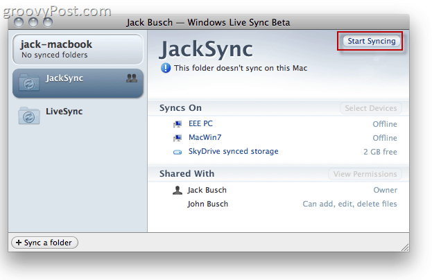 Windows Live Sync Beta σε OS X
