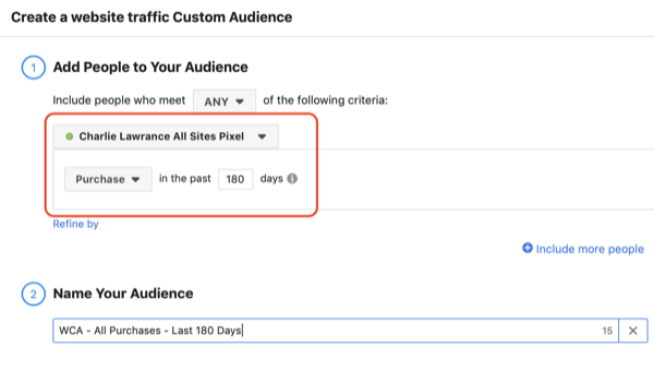 Δημιουργήστε το κοινό που μοιάζει με το Facebook, βήμα 2.