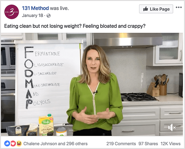 Η σελίδα 131 της μεθόδου Facebook δημοσιεύει ένα βίντεο σχετικά με την καθαρή διατροφή.