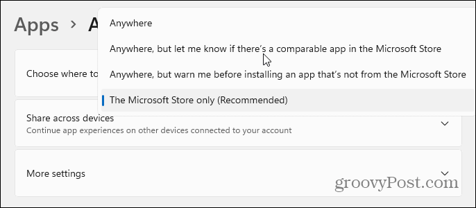 Άλλα χαρακτηριστικά εγκατάστασης εφαρμογής Windows 11