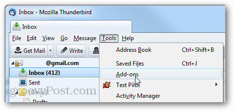 εργαλεία thunderbird> add-ons