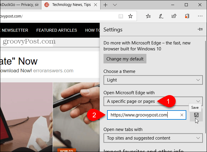 Αποθηκεύστε μια διεύθυνση URL για να ανοίξετε το Microsoft Edge με την επιλογή