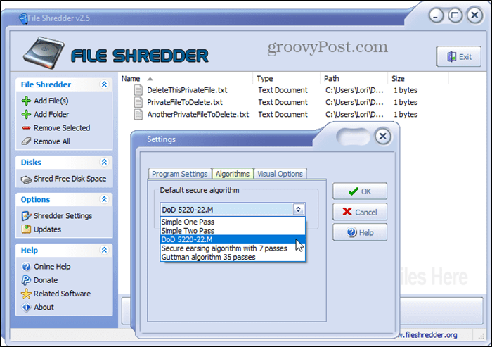 File Shredder ασφαλές εργαλείο διαγραφής για τα Windows